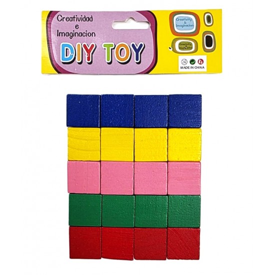 خشب مربعات 2.5 سم 5 ملون 20 حية